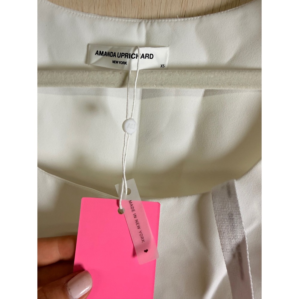 Amanda Uprichard Women XS White NEW Gold Button Blazer Style Sleeveless - Picture 2 of 14